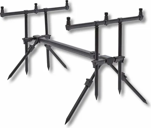 Behr Alu Rod Pod Buzzer Bar für 3 Ruten - Ausziehbar und Teleskopisch - Rutenauflagen für Karpfen- und Friedfischangeln, aus leichtem Aluminium, verstellbar und mit Schnellspanner für optimale Flexibilität beim Angeln.