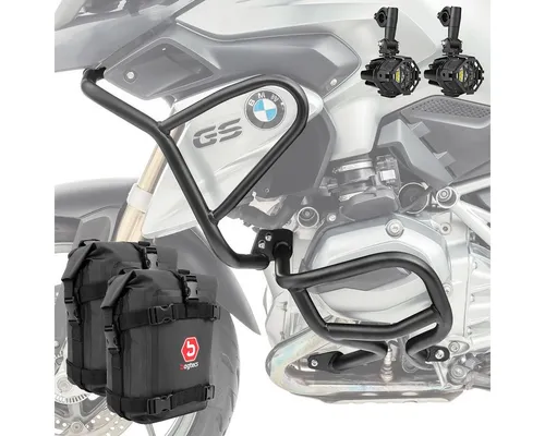 Motoguard Motor-Schutzhülle Set Sturzbügel + Scheinwerfer L2 für BMW R 1200 GS 13-16 + K3 schwarz