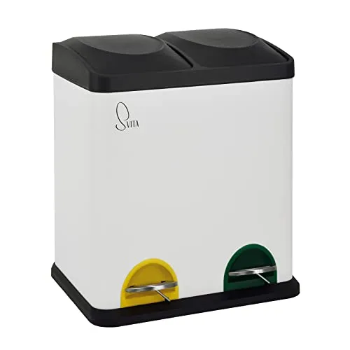 SVITA TC2X15 Küchen-Eimer - 30L doppelter Abfalleimer mit Tretmechanismus, ideal für umweltgerechte Mülltrennung in Küche und Bad