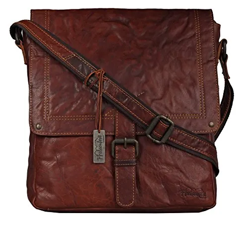 FFelsenfest Vintage Überschlagtasche XL | ECHT LEDER - pflanzlich gegerbt | 35x30x8cm | Großer Messenger (cognac)