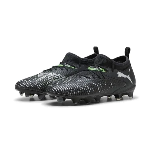 PUMA Future 8 Match FG/AG JR Fussballschuh - Black Silver-Fluo Green, 35 EU - Fußballschuhe mit weichem, leichtem Mesh-Obermaterial und innovativem Stollen-Design für optimale Leistung auf dem Platz.