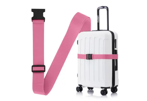 Flexot Koffergurt Koffergurt mit Clip-Schnalle, verstellbare Länge, Namensschild, (2-tlg), Flexibel anpassbarer und stabiler Gurt mit praktischer Schnalle