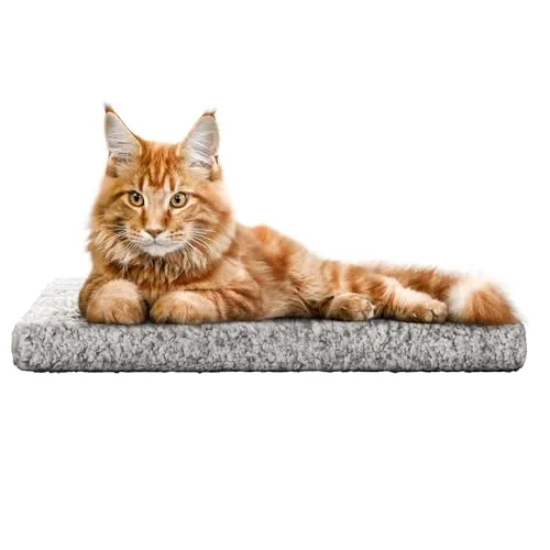 Katzen Fensterliege Fensterbank rutschfest - Katzenbett Fensterbank 60x20 cm - Weich & Kuschelig - Fensterliege für Katzen Selbstheizende Katzendecke - Waschbarer Bezug (Asche)