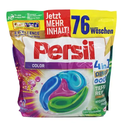 Henkel Persil 4 in 1 Discs Color - Praktische Flüssigtabs für strahlende Reinheit - Waschmittel mit 4-Kammern DISC für Leuchtkraft, langanhaltende Frische und schonende Pflege Ihrer Fasern. Ideal für strahlend saubere Wäsche.