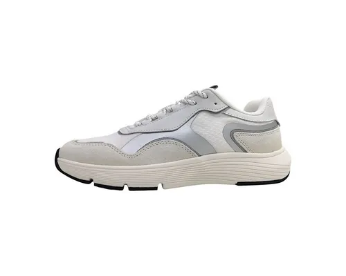 Marc O'Polo Damen Sneaker flach aus Leder, Weiß (White/Silver), 40 - Damen-Sneaker aus hochwertigem Rindsleder, super leicht und mit bequemer Passform für stilvolle Auftritte und ganztägigen Komfort.