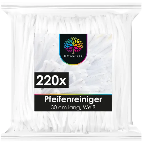 OfficeTree 220x Pfeifenreiniger Weiß 30 cm von OfficeTree