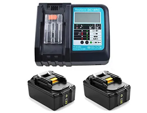 Stück 18V 5.0Ah Akku mit Ladegerät 3A DC18RC Ersatz für Makita BL1850 BL1830 BL1840 BL1860 18 Volt LXT LXT400 Werkzeugakku DC18RA mit LED 2