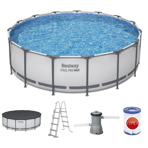BESTWAY Frame Pool Steel Pro Komplettset 457 x 12 mit Sicherheitsleiter