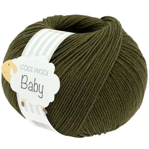LANA GROSSA Cool Wool Baby | 100% Schurwolle Merino, filzfrei | Handstrickgarn aus 100% Schurwolle (Merino) | 50g Wolle zum Stricken & Häkeln | 220m Garn FB 349