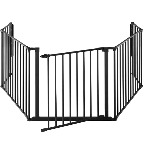 tectake Kaminschutzgitter Metall - Flexibles Kindersicherungs- und Haustiergitter - Kindersicherungen für ein sicheres Zuhause: Das Kaminschutzgitter mit Sicherheitsschloss bietet Schutz für Babys und Haustiere, vielseitig einsetzbar als Laufstall oder Raumteiler.