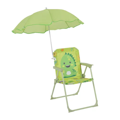 Relaxdays Kinder Klappstuhl mit Sonnenschirm, bunt in grün von Relaxdays