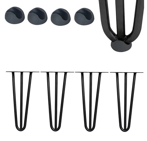 Mucola Tischbein 4er-Set Hairpin Haarnadelbeine - Tischbeine im modernen Hairpin Design, ideal für individuelle Tischgestaltungen. Robust aus 12 mm Rundstahl und inklusive Bodenschoner, perfekt für Esstische, Schreibtische und mehr.