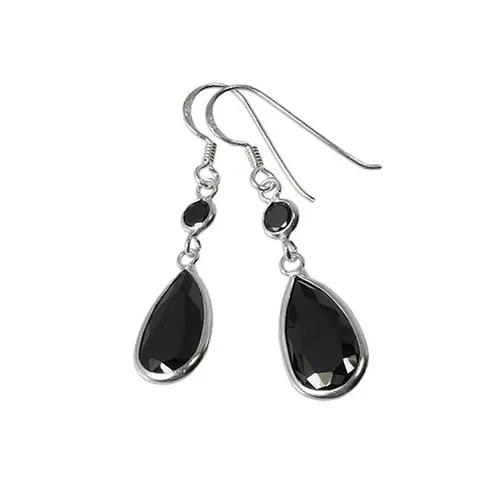 SilberDream Ohrringe Damen Silber Ohrhänger Tropfen Zirkonia schwarz SDO8601S