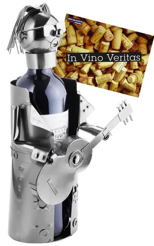 BRUBAKER Weinflaschenhalter Rockstar mit Guitarre in silber von BRUBAKER