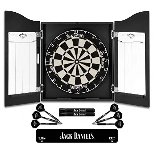 Offiziell lizenziertes Jack Daniel's bedruckte Dartpfeile in Schwarz inklusive Dartscheibe | JD Logo (CAB512), L