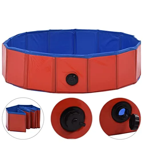 vidaXL Faltbarer Hundepool Rot 80x20cm - Hundepool aus strapazierfähigem PVC mit rutschfester Oberfläche, ideal für heiße Sommertage. Faltbar und leicht zu verstauen, perfekt für drinnen und draußen.