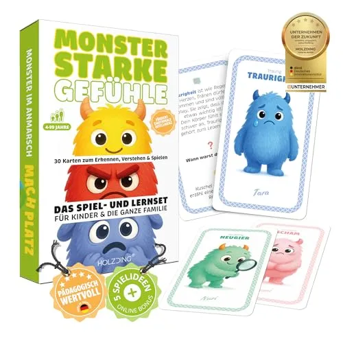 Gefühlsmonster Karten-Set für Kinder – Emotionale Lernkarten für alle Altersgruppen - Lernkarteikarten zur spielerischen Vermittlung von Emotionen, ideal für Familien, Kita und Schule – mit 30 liebevoll gestalteten Monster-Illustrationen und praxisnahen Spielideen.