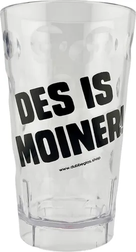 DES IS MOINER! Dubbebecher 0,5 Liter (Transparent) aus Plastik - Pfälzer Dubbeglas aus Kunststoff (Polycarbonat)