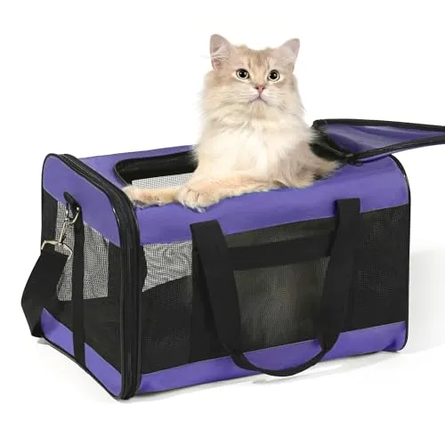 HITSLAM hundebox Faltbar Hundetransportbox Katzentransportbox Katzenbox Transportbox katzentasche für Hund, Katzen, Airline Zugelassen, Reisefreundliche Transporttasche (M)