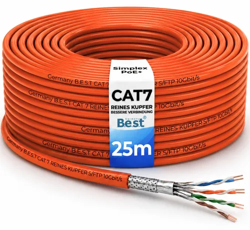 B.E.S.T. CAT 7 Netzwerkkabel 25 m S/FTP 10 Gbit/s
