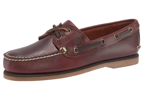 Timberland CLASSIC BOAT BOOT SHOE Bootsschuh 44,5 EU - Herren-Halbschuhe aus hochwertigem Leder in rotbraun, ideal für sportliche Aktivitäten wie Segeln, mit verstellbarem Schnürverschluss und profilierten Gummisohlen für optimalen Halt.