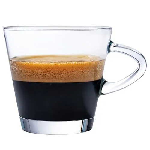KONZEPT Espressotassen Set 80 ml, 12er Espressogläser, Espresso Tassen aus Glas mit Henkel