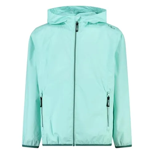 CMP Kinder Mädchen Jacke Outdoorjacke Kid Rain Fix Hood Jacket, Farbe:Hellblau, Größe:128, Artikel:-E412 Opale