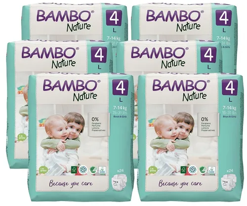 Bambo NATURE Babywindeln Gr. 4 MAXI 7-18 Kg - Nachhaltige Einwegwindeln aus Dänemark, besonders sanft zur Haut und ideal für Babys von 7-18 Kg.