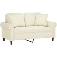 vidaXL 2-Sitzer-Sofa mit Zierkissen Creme - Modernes Design - Sofa in Creme mit weichem Samtbezug und robustem Metallgestell. Ideal für gemütliche Abende, bietet Komfort und Stil für Ihr Wohnzimmer.