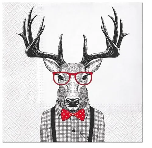Servietten Oh Deer Hirschmann chic Hemd Brille Krawatte Weihnachten 33x33cm 20