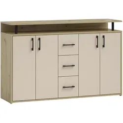 Carryhome Sideboard in Kaschmir und Eiche Artisan - Elegantes Sideboard mit 2 Fächern und 3 Schubladen für optimalen Stauraum im Wohnzimmer, modernes Design aus Kunststoff, ideal für stilvolle Einrichtung.
