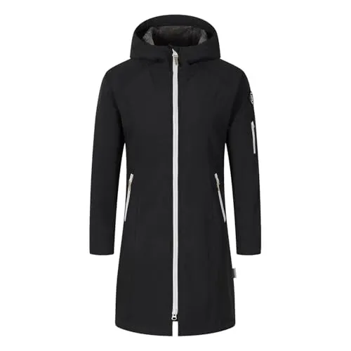 Blue Wave Damen Softshellparka Mareike mit Fleece-Futter - Wasserdichter Softshell-Mantel mit Kapuze in Schwarz Größe 48