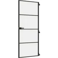 vidaXL Innentür Schlank Schwarz 83x201,5 cm - Moderne Innentür aus Hartglas und Aluminium, bietet robusten Sichtschutz und ist ideal für stilvolle Raumtrennungen in deinem Zuhause.
