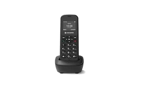 COCOMM DT100 Schnurlostelefon 4G Volte mit SIM und Ladestation, DECT-Format, Bluetooth, für den privaten Gebrauch, professionelle Verwendung, einfach zu bedienen, Schwarz