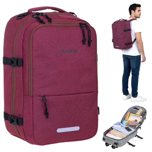Elephant Fly Medium Large Rucksack Rot - Leichter Handgepäck-Rucksack mit 2 Hauptfächern und Laptopfach (15,6