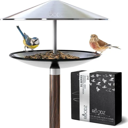 Roodz 2-in-1 Vogelhaus und Vogeltränke aus Edelstahl von Roodz