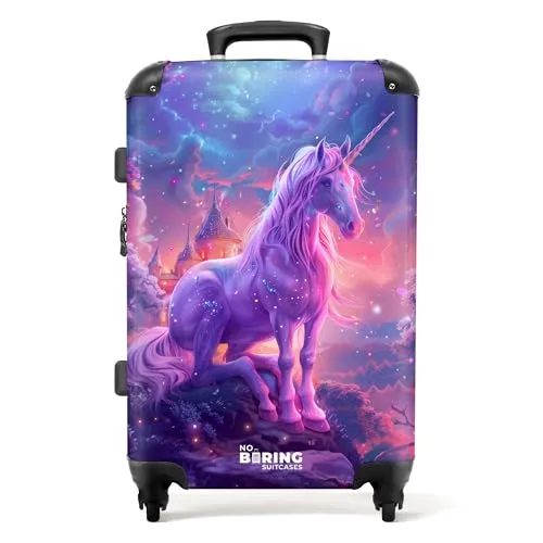 NoBoringSuitcases.com Einhorn Kinderkoffer 67 cm in lila von NoBoringSuitcases