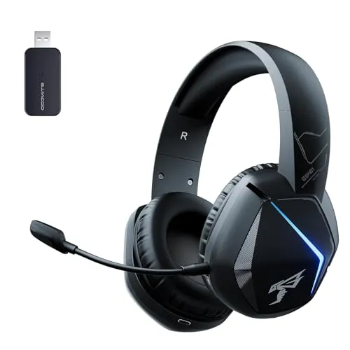 Somic 2.4G Wireless-Gaming-Headset für PS4 und PS5 - Gaming-Headset mit abnehmbarem Mikrofon, RGB-Regenbogen-LED und 50mm Soundeinheit für kristallklaren Klang und intensiven Bass, ideal für lange Spielsessions.