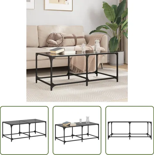 The Living Store Couchtisch mit Glasplatte Schwarz 98,5x50x40 cm Stahl