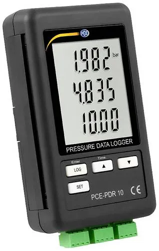 PCE Instruments Manometer PCE-PDR 10 - Gasmelder mit Druck-Datenlogger, ermöglicht den Anschluss von bis zu drei Drucksensoren für präzise und synchrone Messungen.