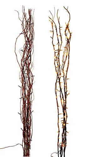 Spetebo Weide Lichterzweige 120 cm - 80 LED Weihnachtsdeko - Weihnachtsbeleuchtung mit 5 Lichterzweigen, 80 warmweißen LEDs, perfekt für festliche Tisch- und Vasen-Dekoration. Ideal für Innenräume, inklusive 4 m Zuleitung und braunem Kabel.