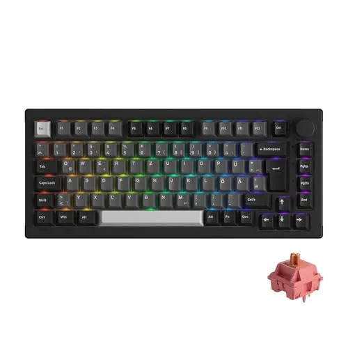 AKKO 5075B Gaming Tastatur - Kabellose RGB mit Rosewood Switches - Tastaturen für Gamer, bietet eine kabellose Verbindung und RGB-Beleuchtung für ein individuelles Spielerlebnis.