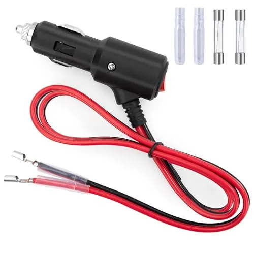 GUNGY Zigarettenanzünder Stecker mit Schalter 12 V/24 V Autostecker mit 1M Verlängerungskabel 14AWG Zigarettenanzünder Steckerkabel mit Sicherung 15A für Auto LKW Wohnmobil