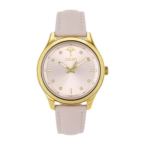 JOOP! Damen Analog Uhr 2040163 mit Leder Armband - Elegante Armbanduhr für Damen, ausgestattet mit einem Citizen Miyota Uhrwerk und wasserdicht bis 5 bar – ideal für stilbewusste Frauen, die Funktionalität und Chic schätzen.
