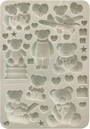 Stamperia Silikonform A5 Eulenhaus Teddy Bären Backform Gießform 21x15 cm