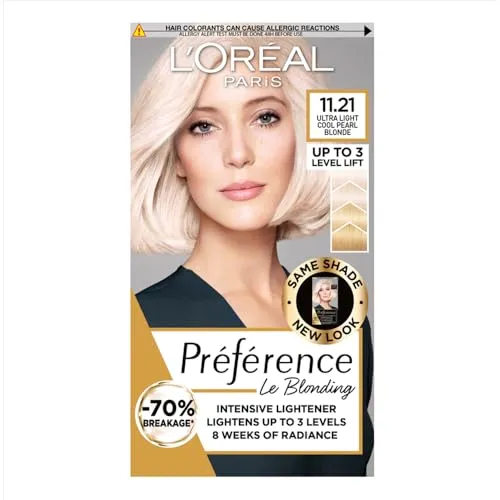 L'ORÉAL PARIS Coloration Préférence Le Blonding, 3-tlg. Set - Haarfarbe für alle Haartypen mit pflegender Formel, die für ultra-helles, kühles Kristall-Blond sorgt und gleichzeitig die Haarstruktur schützt.
