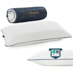 Alkamto Orthopädisches Nackenstützkissen 70x45x12 cm - Weiß - Ergonomisches Kissen mit Memory Foam für optimalen Schlafkomfort. Der atmungsaktive Bezug sorgt für ein angenehmes Liegegefühl, während die kompakte Größe ideal für Zuhause und unterwegs ist.