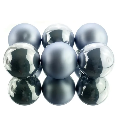 Kaemingk Christbaumkugeln Hazy Blue stahlblau Ø 8 cm aus Glas - 6er Set