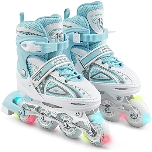 Apollo Super Blades - Größeneinstellbare Inline Skates für Damen und Kinder - Inliner für alle Altersgruppen, größenverstellbar von 31-42, mit LED-Rädern und hoher Stabilität für sicheres Fahren und maximalen Fahrspaß.