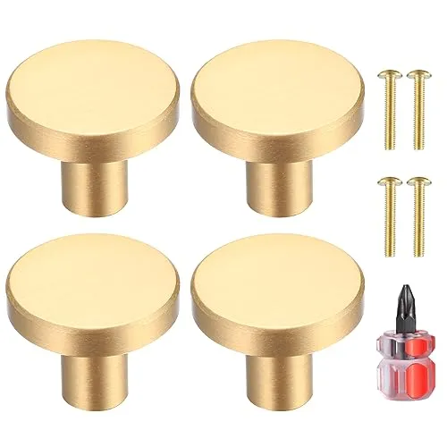 Xiaomoyu 4 Stück Schrankknöpfe, Griffe Möbel Knöpfe, Metall Schrankgriffe, Möbelknöpfe Vintage, Goldene Küchengriffe Schrank Knöpfe(25 * 20 Mm)